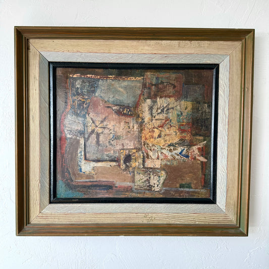 Charles Heaney Abstract “Fossil Fish” oil painting, 1950’s