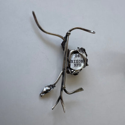 Max Nixon Robins Nest Brooch Silver + Turquoise
