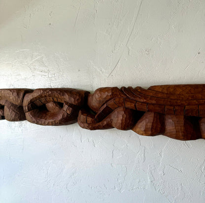 Organic Abstract Teak Wall Carving, 1980’s