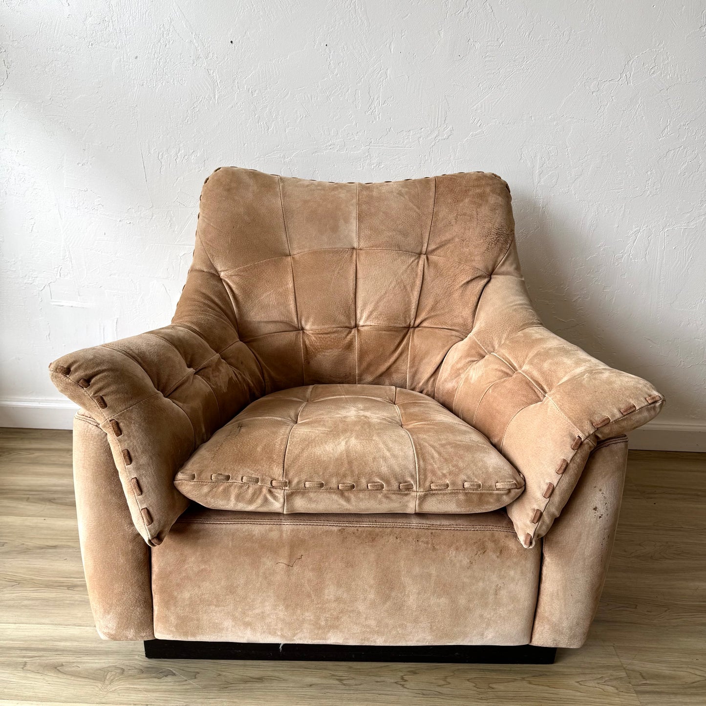 Brazilian Patchwork Suede Leather Lounge Chair, 1970’s