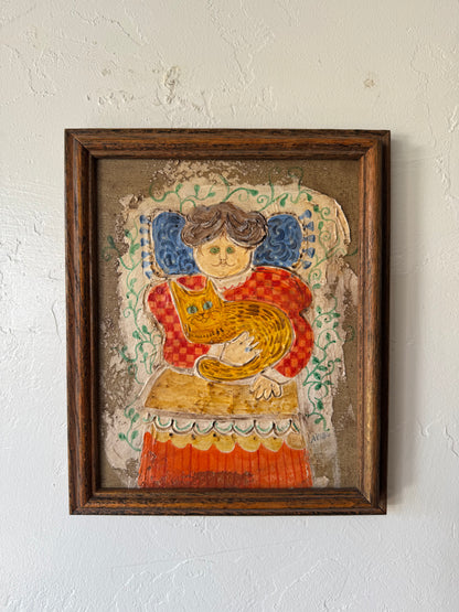 Crazy Orange Cat Lady Oil Painting