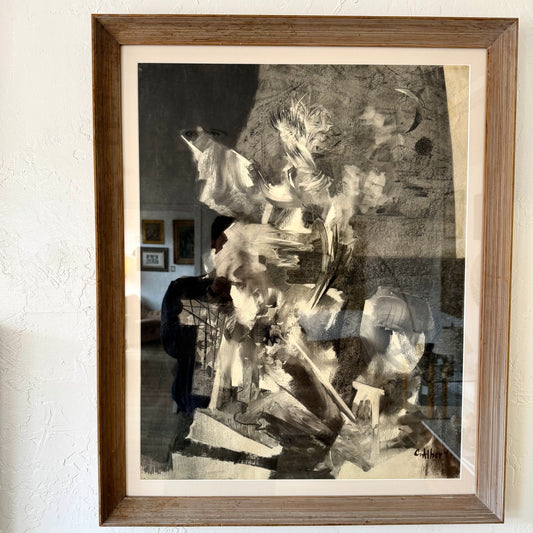 Calvin Albert Figurative Abstract Pencil / Inkwash “Rock Figure”