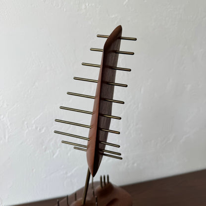 George Richardson Constructivist Walnut + Brass Sculpture