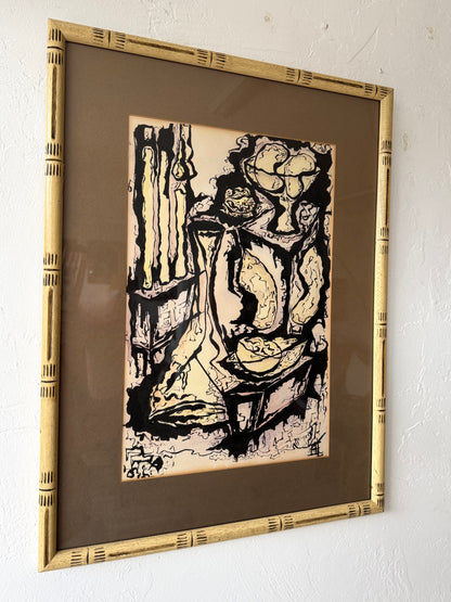 Japanese Abstract Still Life Ink Wash