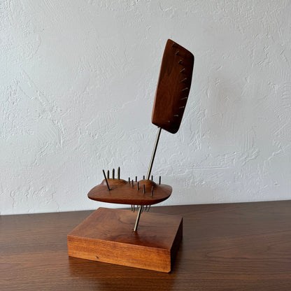 George Richardson Constructivist Walnut + Brass Sculpture