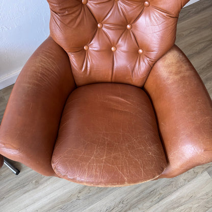 Swedish Modern Leather Lounge Chair by Slatte Mobler