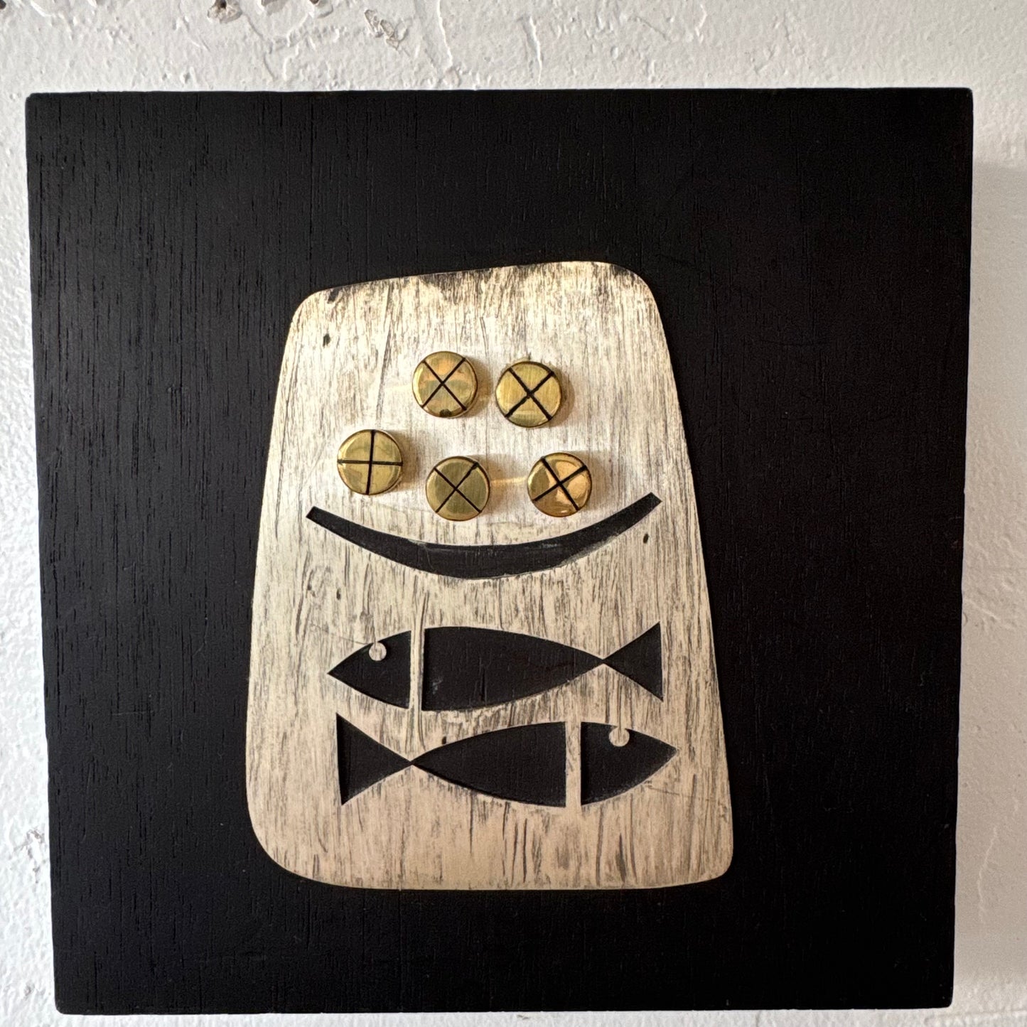 Mexican Sterling Fish Motif on Mahogany Block
