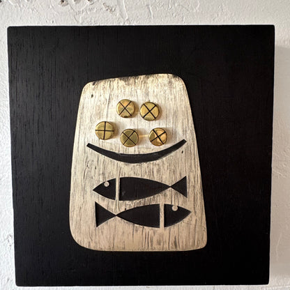 Mexican Sterling Fish Motif on Mahogany Block