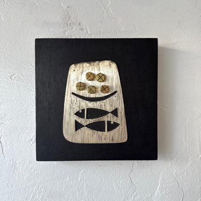 Mexican Sterling Fish Motif on Mahogany Block