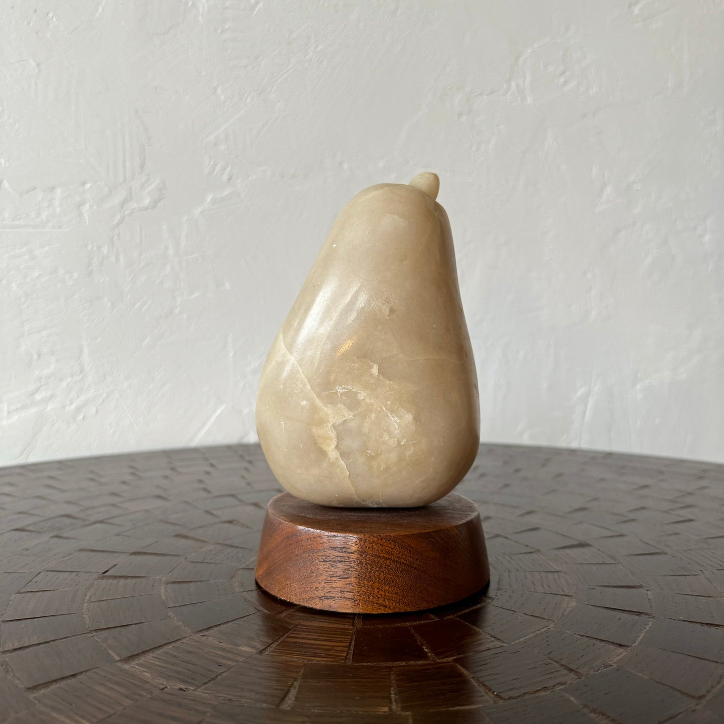 Simple Figurative Stone Pear Sculpture