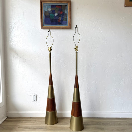 Tony Paul | Westwood Lighting Walnut + Brass Floor Lamp