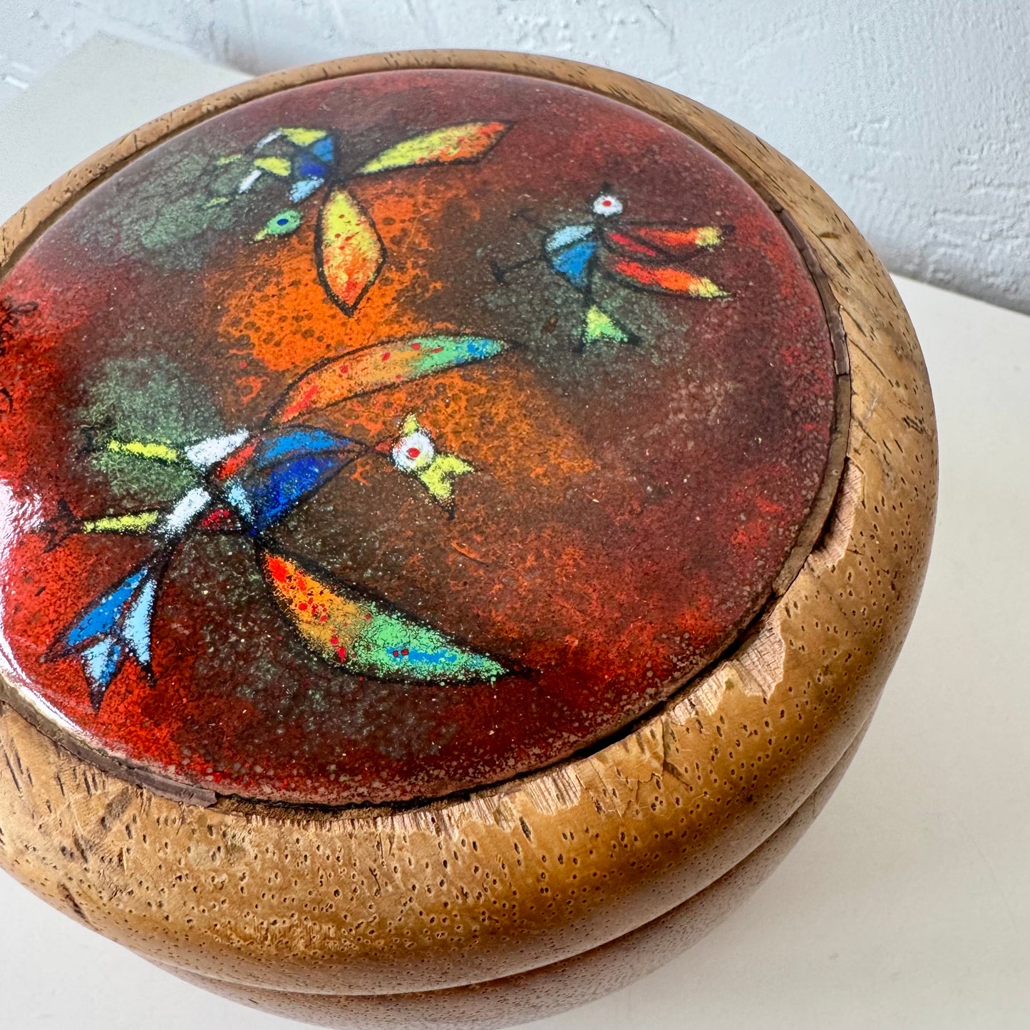 Jean Goodwin Ames Studio Craft Koa + Enamel Lidded Art Box