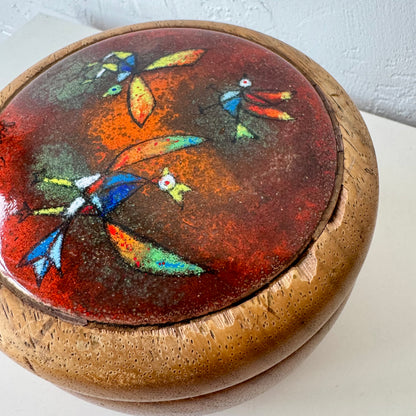 Jean Goodwin Ames Studio Craft Koa + Enamel Lidded Art Box