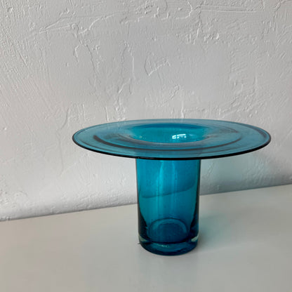 Blenko Blown Blue Glass Flared Vase