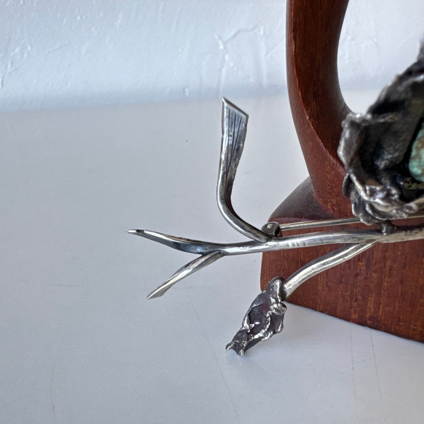 Max Nixon Robins Nest Brooch Silver + Turquoise
