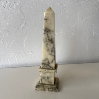 Vintage Italian Alabaster Marble Obelisk, 1950’s
