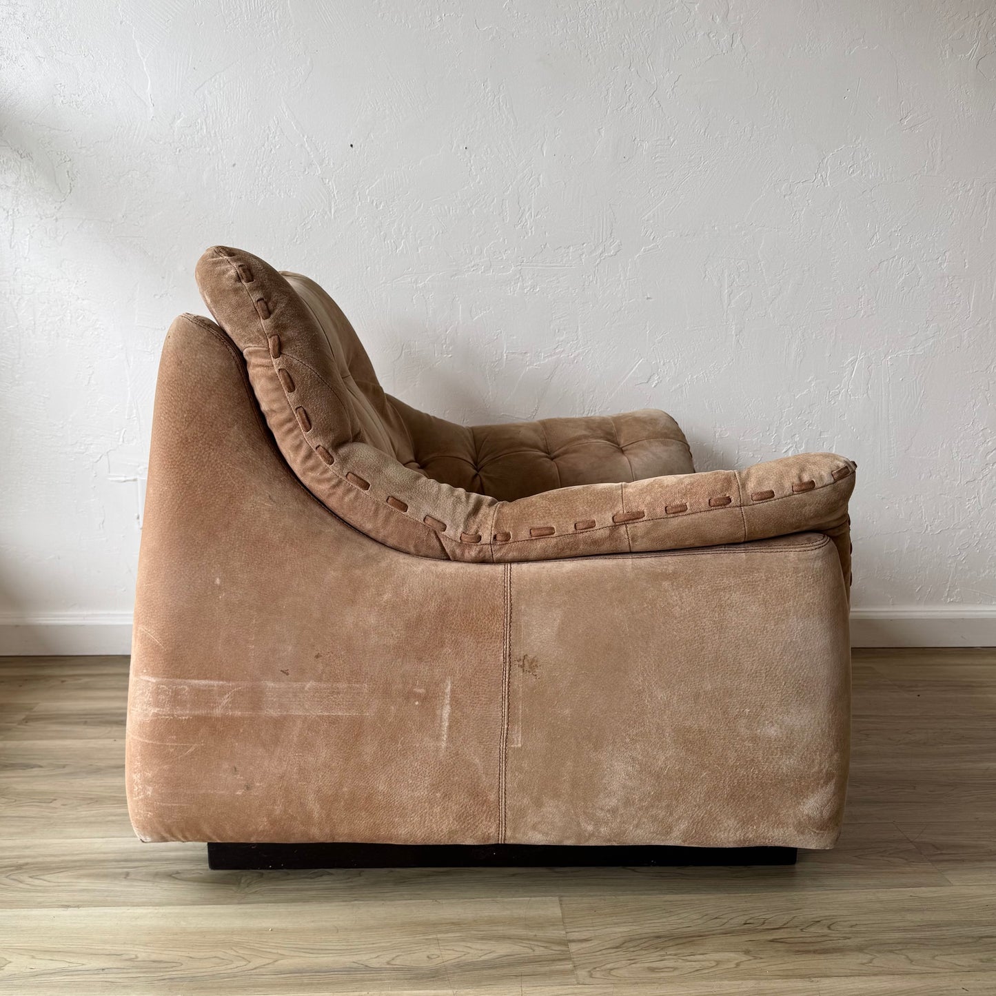 Brazilian Patchwork Suede Leather Lounge Chair, 1970’s