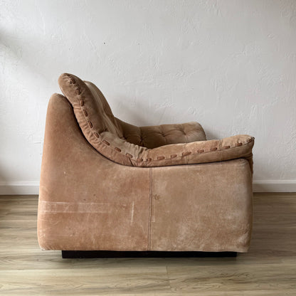 Brazilian Patchwork Suede Leather Lounge Chair, 1970’s