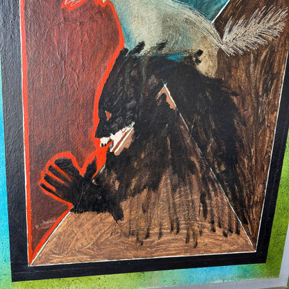 Expressionist Abstract Acrylic Painting in the style of Rick Bartow, 1970’s