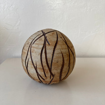 Ceramic Sgraffito Orb Sculpture Ed Brannan