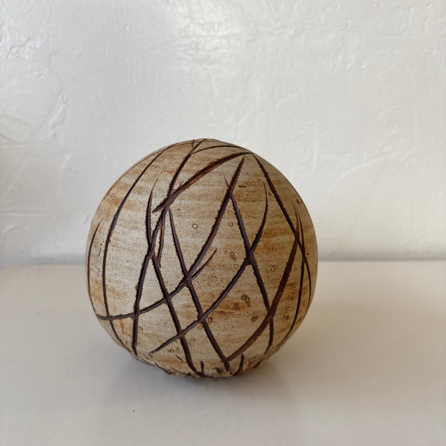 Ceramic Sgraffito Orb Sculpture Ed Brannan