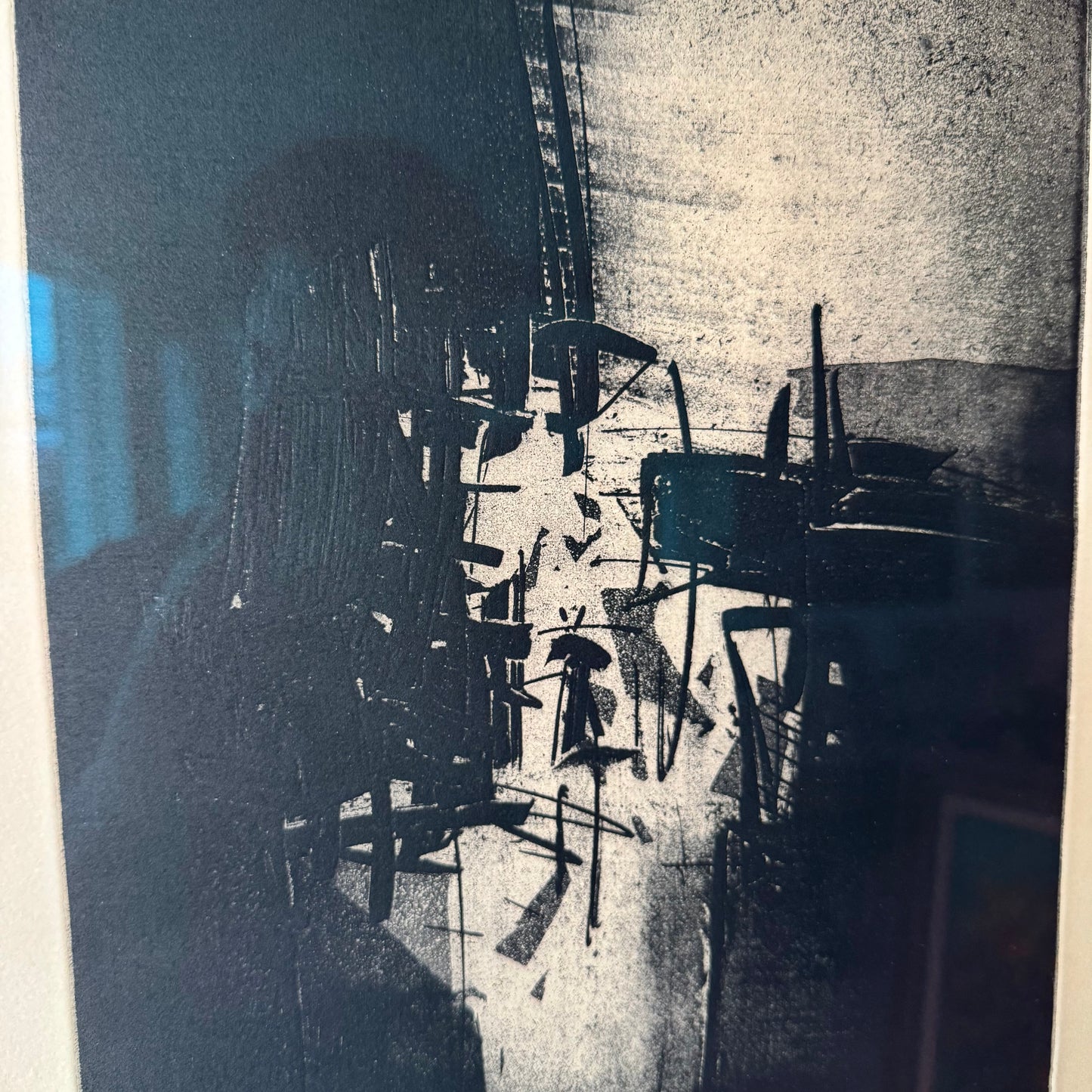 André Marfaing Dark Abstract Lithograph Print