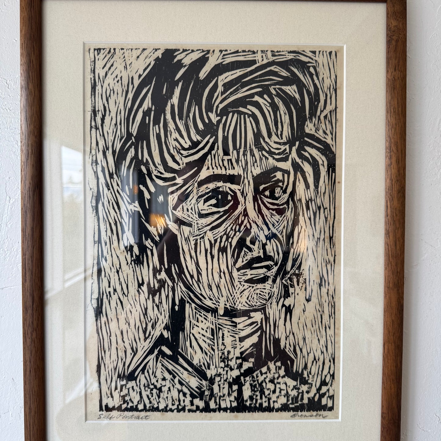 Bonnie Bronson Self Portrait Figurative Wood Block Print