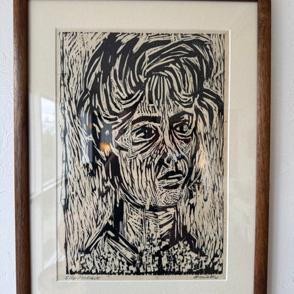 Bonnie Bronson Self Portrait Figurative Wood Block Print