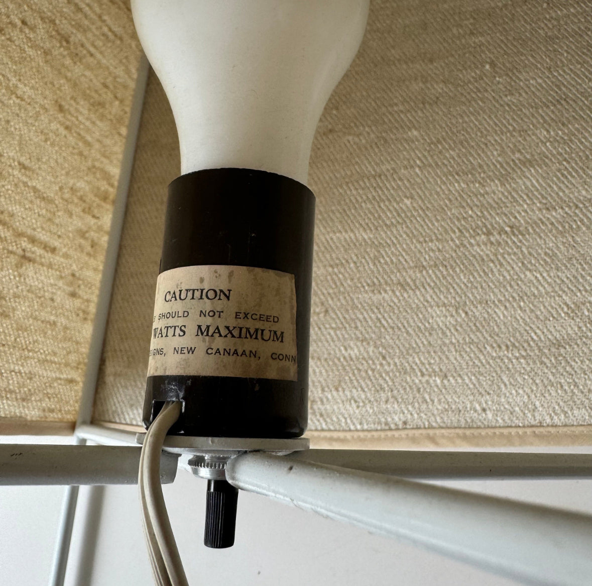 Linen + Enamel Minimalist Table Lamp, 1970’s