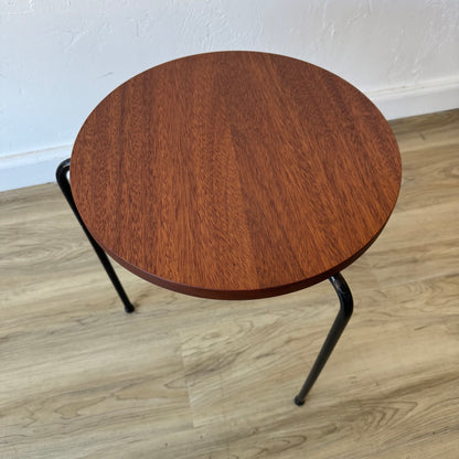 Vintage California Iron Mahogany Stool Side Tables, 1950’s