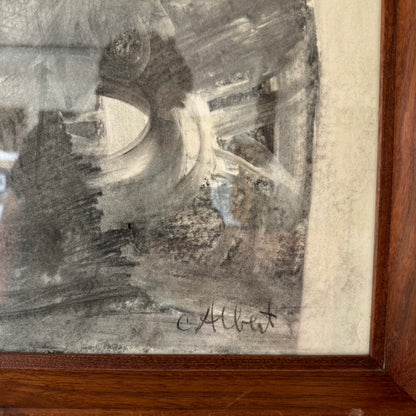 Calvin Albert Abstract Pencil / Inkwash Landscape “Silhouette”