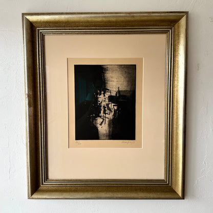 André Marfaing Dark Abstract Lithograph Print