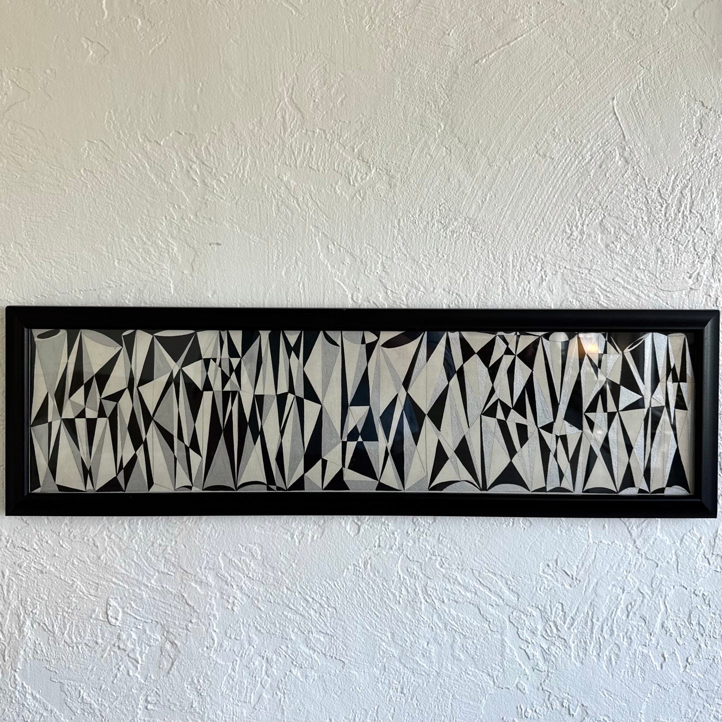 Geometric Abstract Ink + Silver Leaf Painting, 1950’s