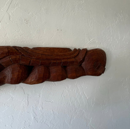 Organic Abstract Teak Wall Carving, 1980’s