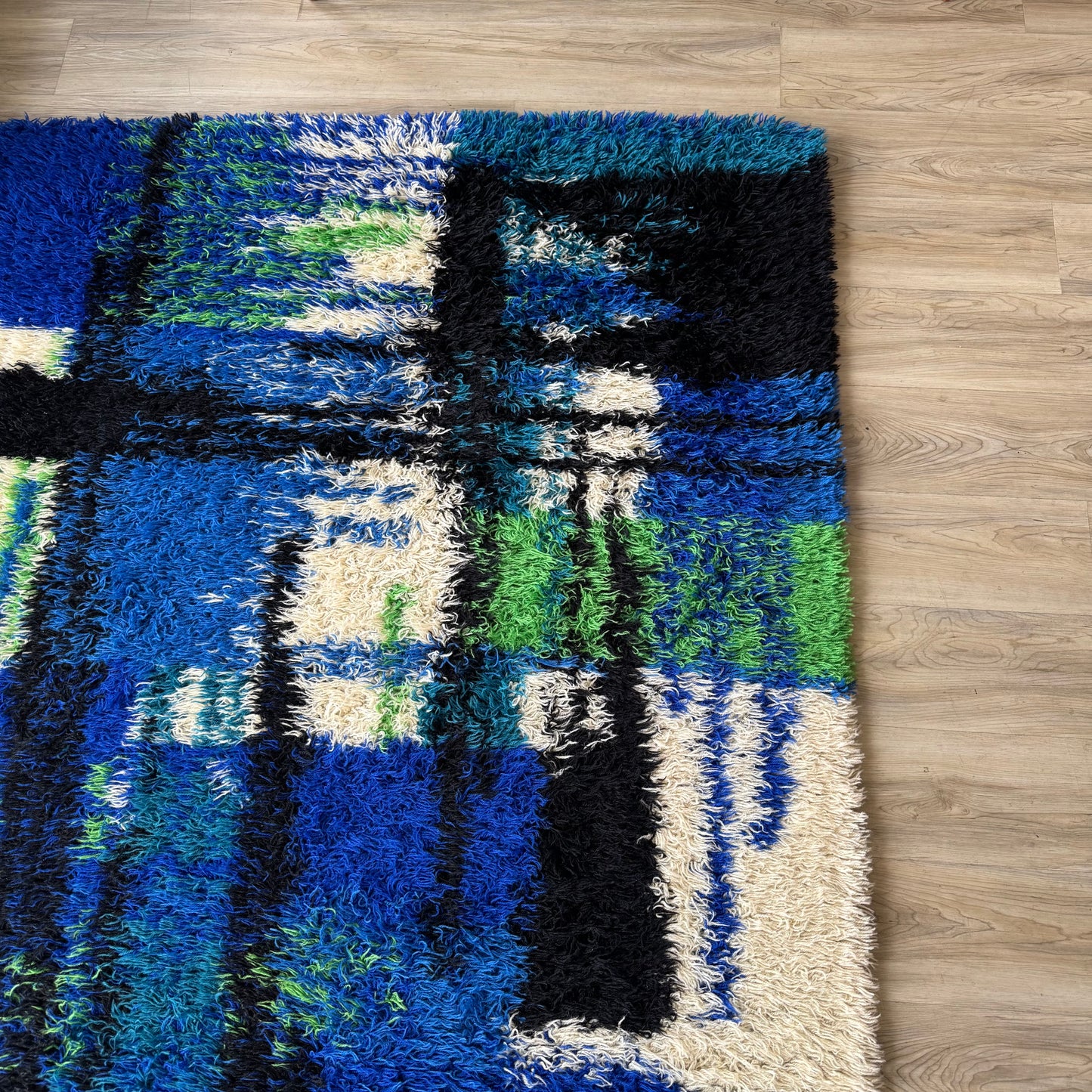 Unika-Vaev 1960’s Abstract Blue Wool Area Rug