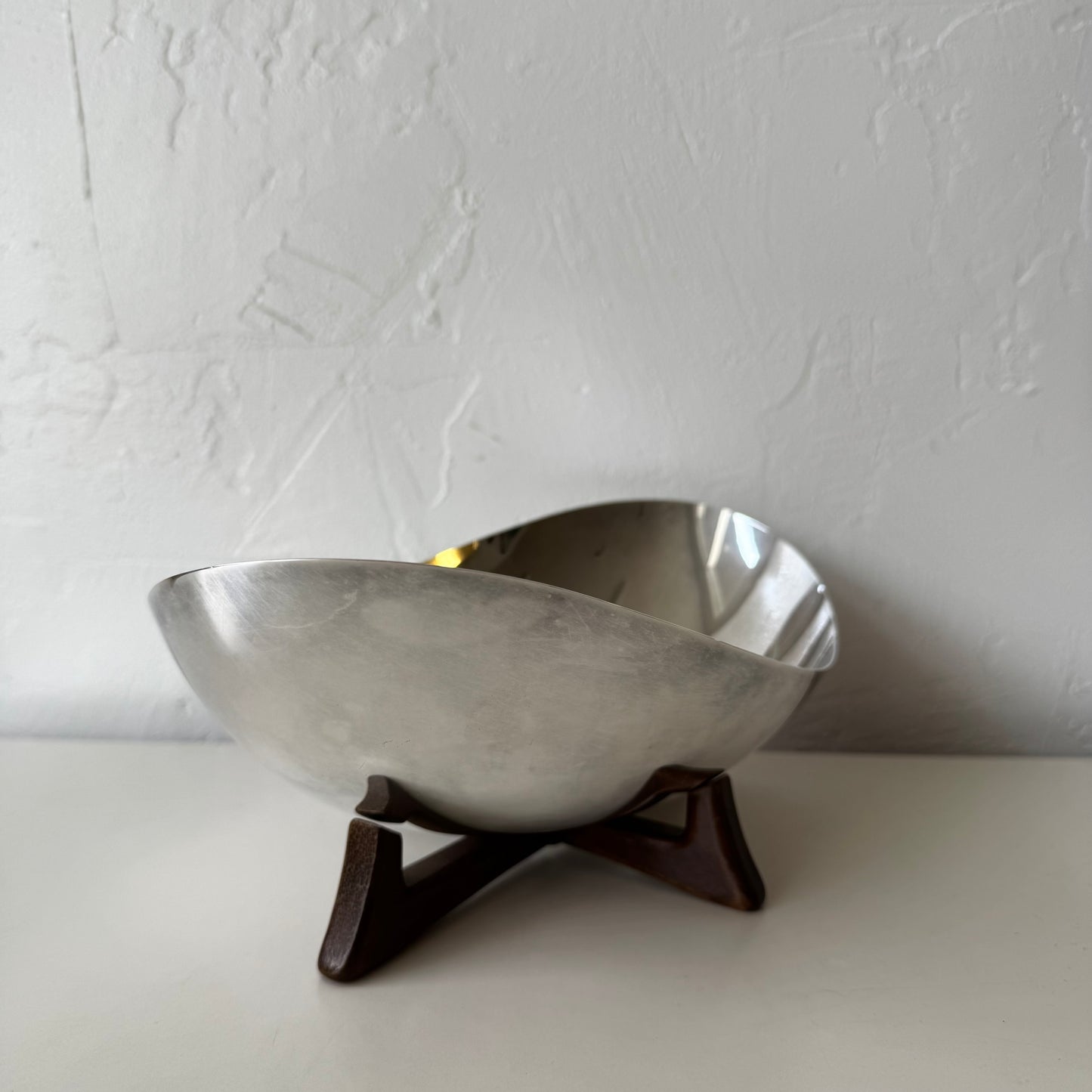 Biomorphic Sterling Plate + Walnut Bowl by WILCOX