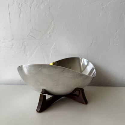 Biomorphic Sterling Plate + Walnut Bowl by WILCOX