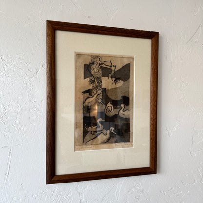 Eunice Jensen Bird Wood Block Print