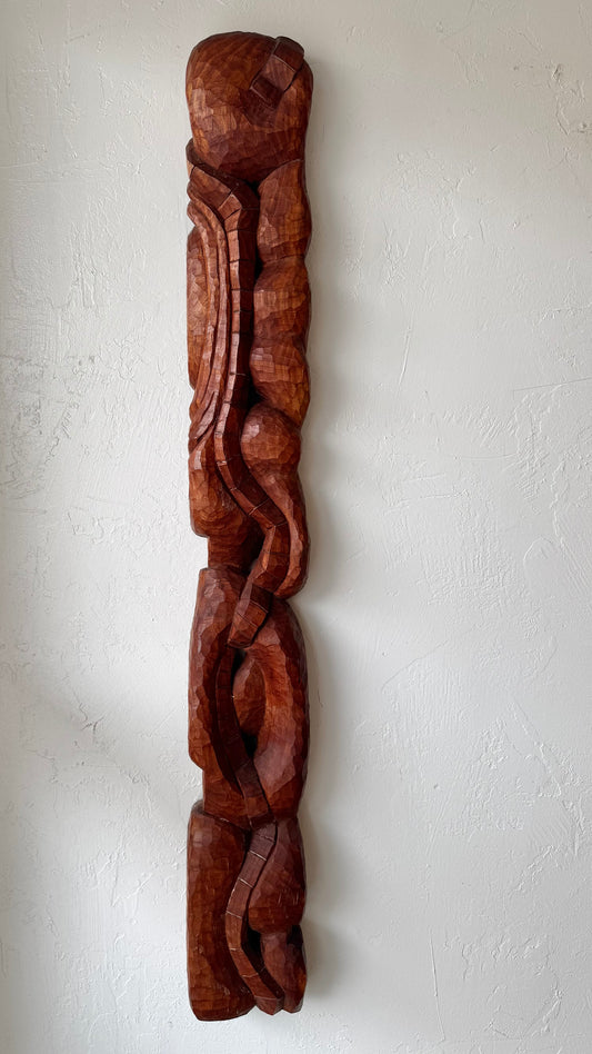 Organic Abstract Teak Wall Carving, 1980’s