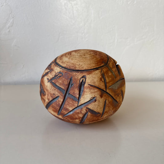 Ceramic Sgraffito Orb Sculpture Ed Brannan