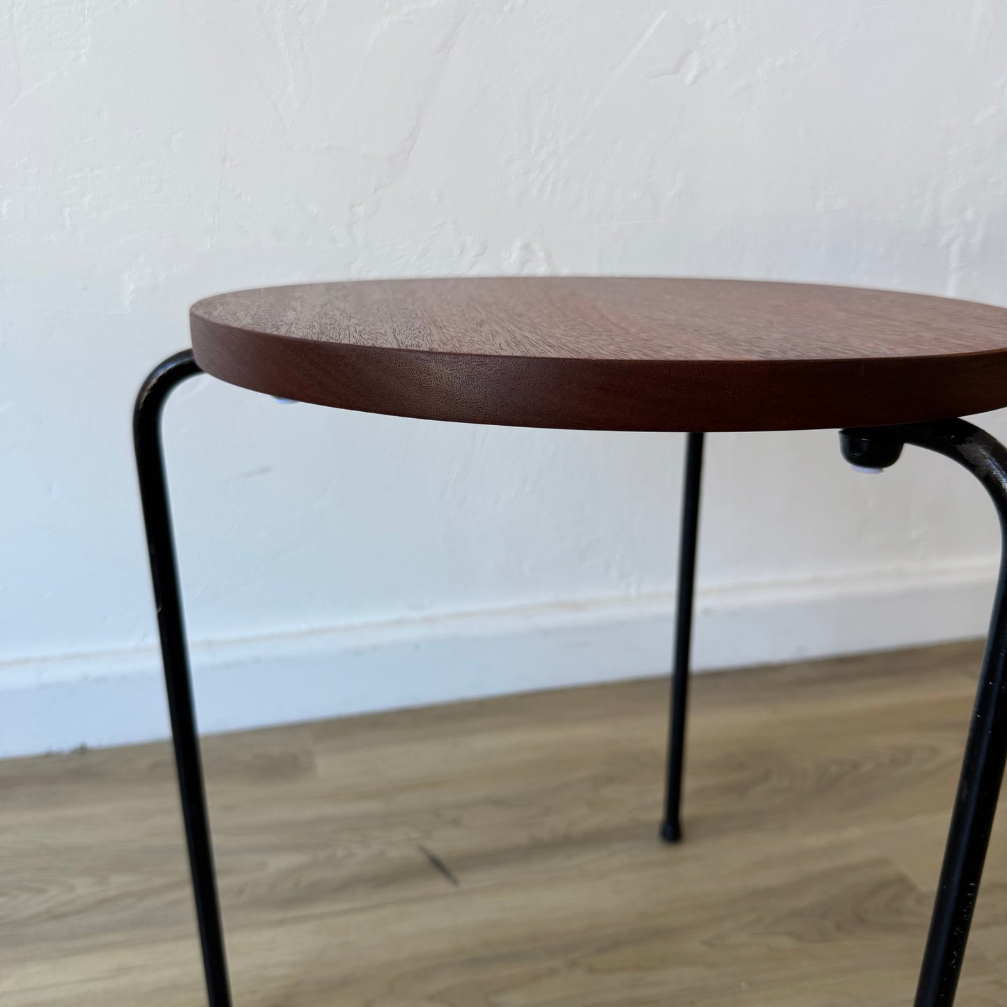 Vintage California Iron Mahogany Stool Side Tables, 1950’s