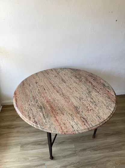Handwrought Iron + Pink Marble Dining Table