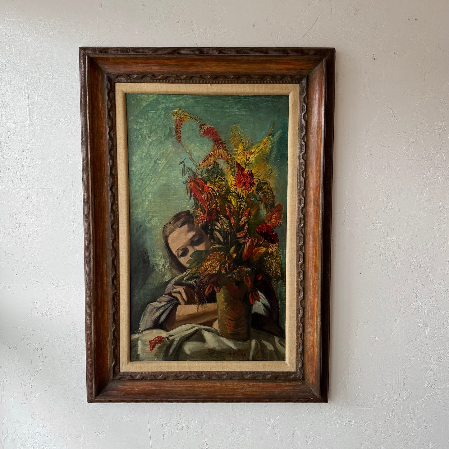 Frederic Taubes “Woman with Flowers” Oil Painting