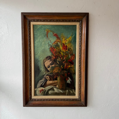 Frederic Taubes “Woman with Flowers” Oil Painting
