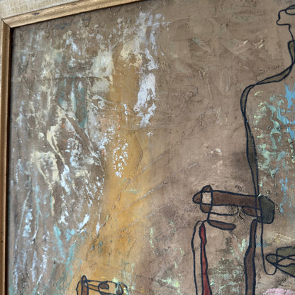Paul Gunn Figurative Bottle Scene Oil on Board