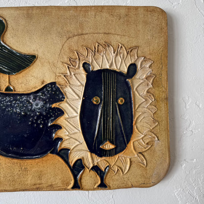 Hal Fromhold Bertil Valien Bird on Lion Studio Pottery Ceramic Plaque