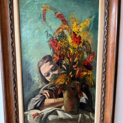 Frederic Taubes “Woman with Flowers” Oil Painting