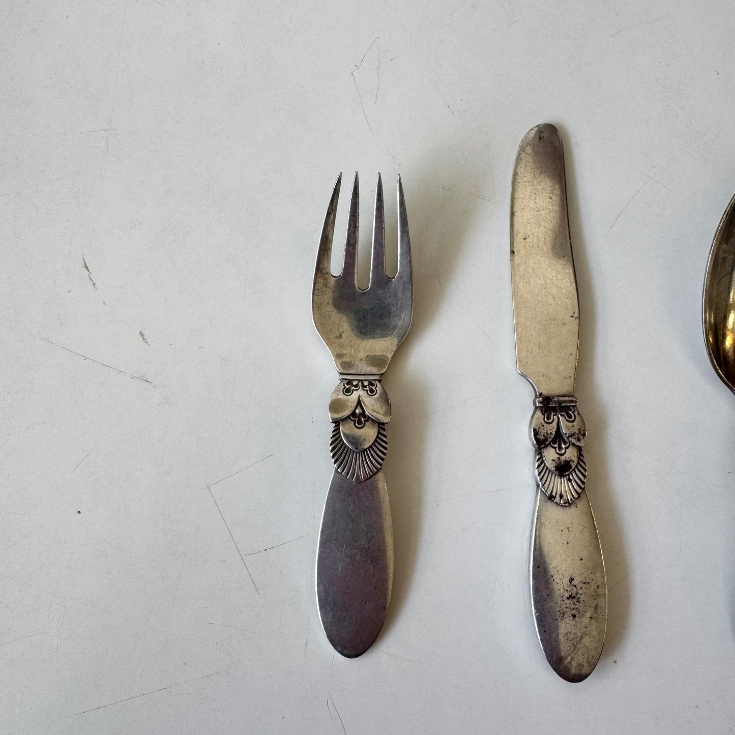 Georg Jensen Sterling Silver Cactus Baby Flatware