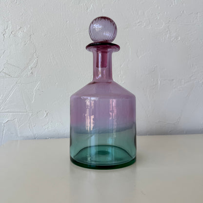 Carlo Moretti Italian Pink Green Glass Decanter Vase
