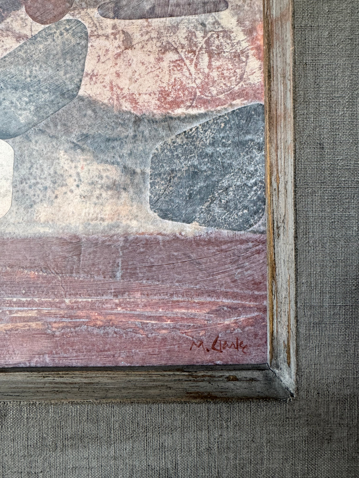 Mark Clarke Acrylic + Paper Collage “River Rocks” Painting